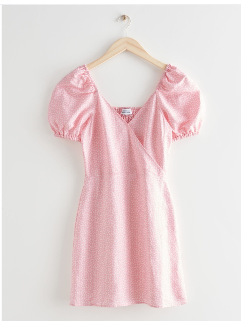 & Other Stories Pink Puff Sleeve Mini Dress